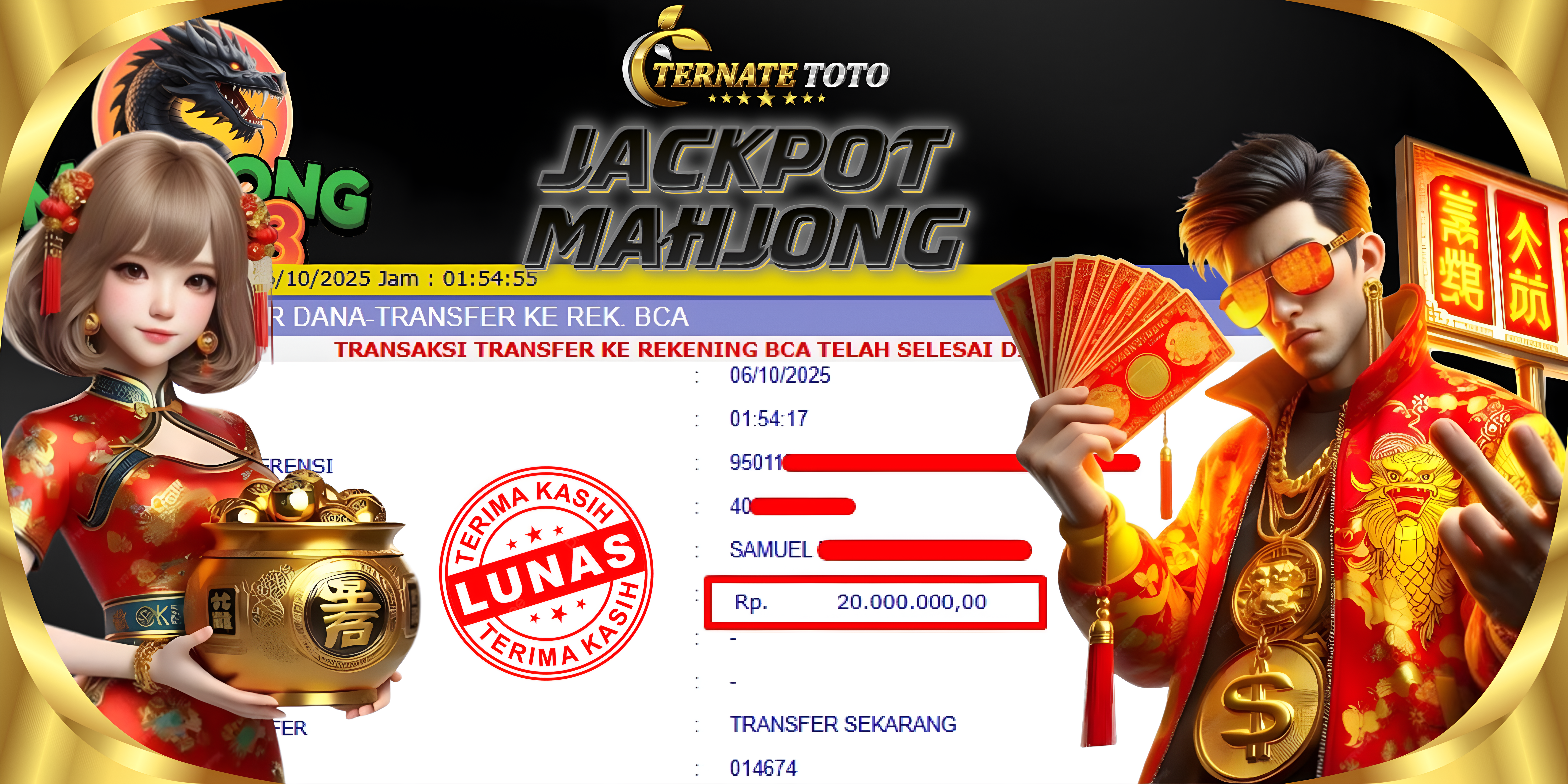 TERNATETOTO - MENANG MAHJONG WINS 3 BLACK SCATTER Rp.20,000,000,-